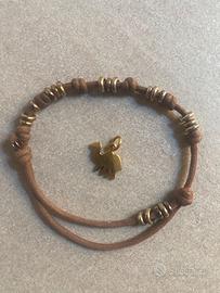 Bracciale Dodo anelli argento e ciondolo raro oro