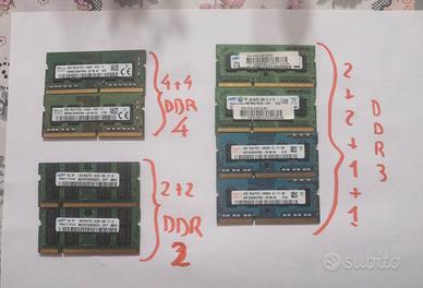 ram sodimm ddr4 ddr3 ddr2 varie 8gb