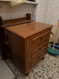 Mobiletto / Comodino Alto in Legno con 3 Cassetti
