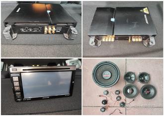 Impianto car audio Alpine con radio, ampli e casse  			
