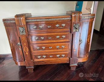 Comò a Mezzaluna Art Déco Originale – Marmo Nero