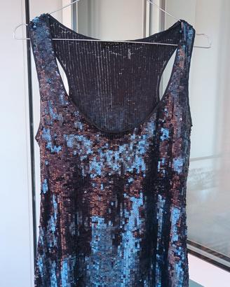 Canotta Twin Set con paillettes e tulle