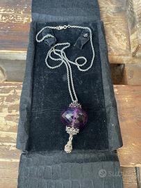 Collana argento 925 con ciondolo ametista viola