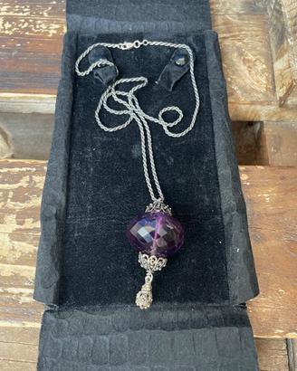 Collana argento 925 con ciondolo ametista viola