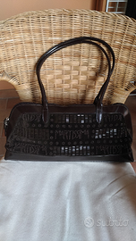 Borsa marrone con perline