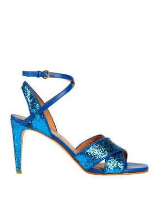 Sandali, pelle, tacco, blu, glitter, Valentino, 41