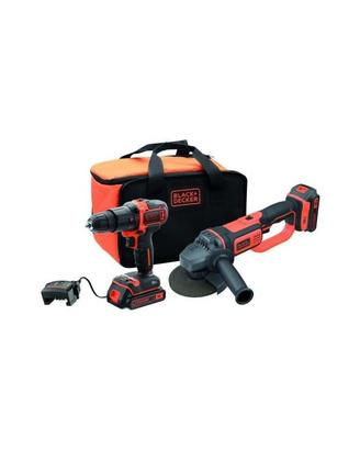 BLACK&DECKER Trapano+Smerigliatrice+2 batterie 2ah