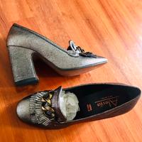 Decollete argento vera pelle 38