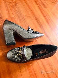 Decollete argento vera pelle 38