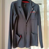 Giacca monopetto in tweed blu V2 Brand