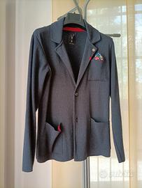 Giacca monopetto in tweed blu V2 Brand