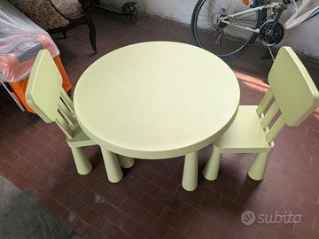 Tavolo+2 sedie per bambini IKEA Mammut verde chiar