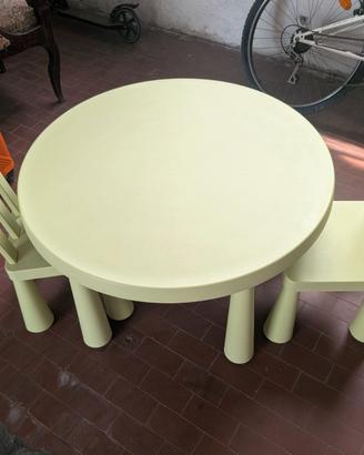 Tavolo+2 sedie per bambini IKEA Mammut verde chiar