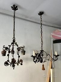 Coppia lampadari in ferro battuto  fine Ottocento
