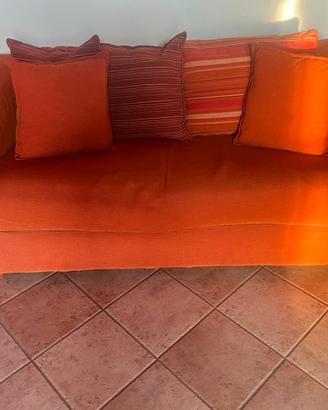 Divano letto 2 posti terracotta – letto estraibile