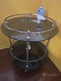 Tavolino vetro e metallo porta liquori