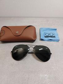Ray Ban Aviator P Metallo Neri Polarizzate Custodi