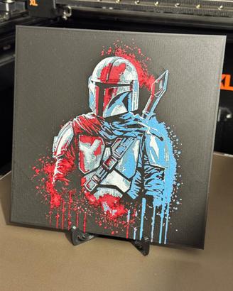 Quadro 3D The Mandalorian Rosso/Blu 20x20