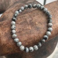 Bracciale ossidiana fiocco di neve 6 mm