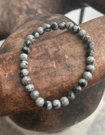 Bracciale ossidiana fiocco di neve 6 mm