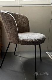 sedia moderna imbottita in tessuto bouclé