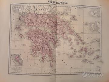 Carta geografica originale dell'Ottocento 