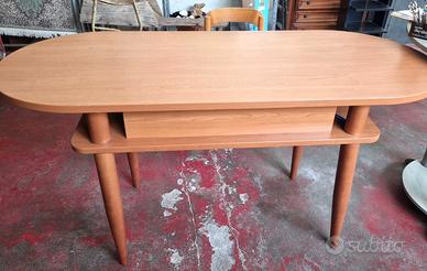 Tavolo ovale vintage mid-century 170cm con ripiano