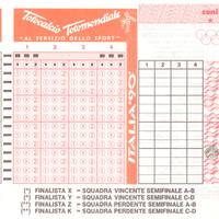 SCHEDINA TOTOCALCIO NUOVA DEL 1990