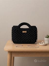 borsa uncinetto nera
