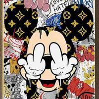 Quadro Pop Art con graffiti di Topolino giocoso