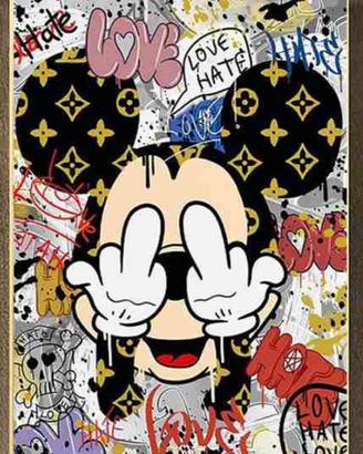 Quadro Pop Art con graffiti di Topolino giocoso