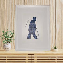 Winston Churchill - Quadro Vintage Su Francobolli