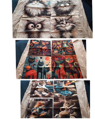 3 set da 4 federe 40x40cm gatti NUOVE