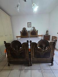 Letto antico fine 800 in ferro e madreperla