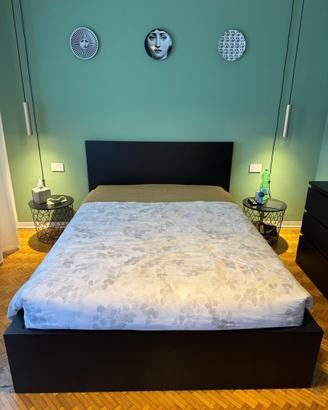 Letto Malm Ikea 140x200 marrone-nero