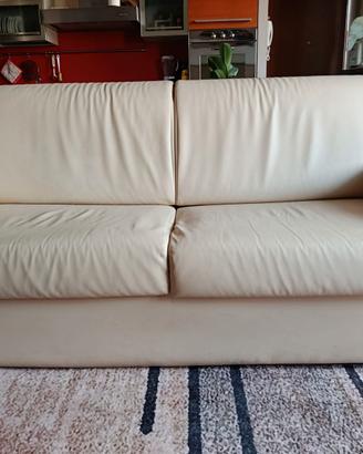 Divano Letto Matrim. Facondini in Ecopelle Crema