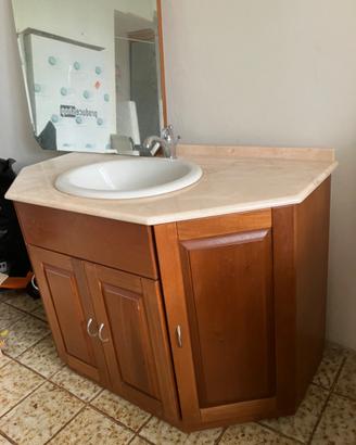 Mobile bagno artigianale completo con top in marmo