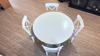 Tavolo tondo allungabile bianco