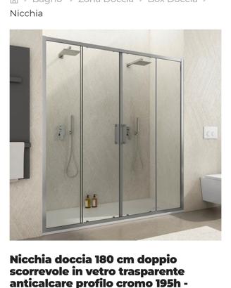 box doccia 180cm doppio battente