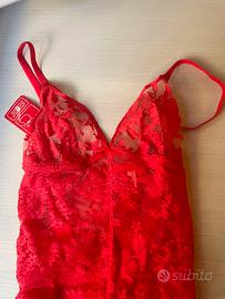 body rosso Faber Vintage in pizzo 