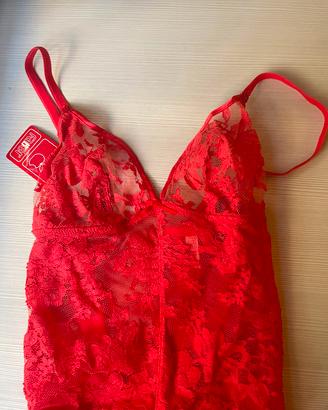 body rosso Faber Vintage in pizzo 