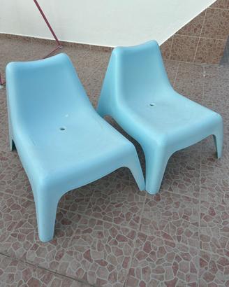 Poltrona da giardino IKEA Vågö in plastica azzurra