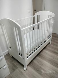 lettino bimbi con materasso e cassettone 60x120 cm