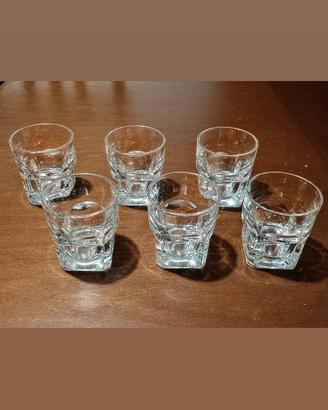 Set 6 bicchieri bassi in vetro trasparente sfacce