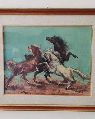 Quadro con cavalli pittore n. bonetti