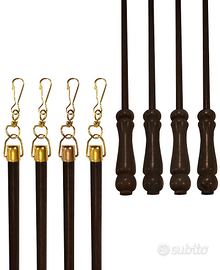 4 Bastoni Scorritenda Fruste In Legno Tende 115cm
