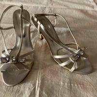 Scarpe donna in seta grigio perla 38