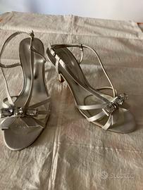 Scarpe donna in seta grigio perla 38