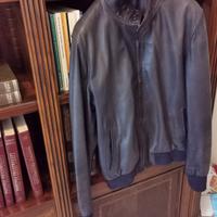 Giubotto in morbida pelle di nappa blu