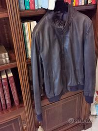 Giubotto in morbida pelle di nappa blu